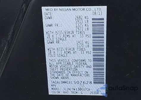 2014 Infiniti Qx60 z USA, uszkodzony, nr VIN 5N1AL0MM1EC507628